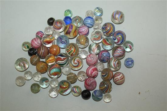 A collection of various Victorian marbles, largest 0.75in.